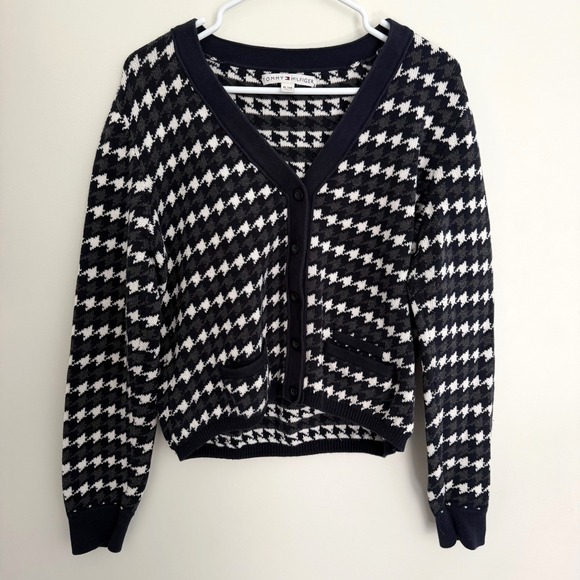 Tommy Hilfiger Sweaters - Vintage Tommy Hilfiger Cotton Houndstooth Cardigan, Size XL